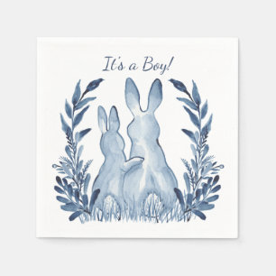 It's a Boy! Blue & White Rabbits Baby Shower Napkin