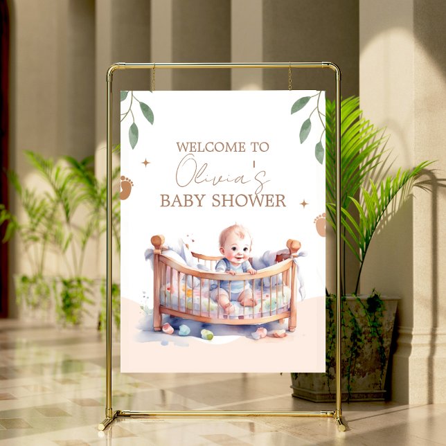It's a Boy Boho Bassinet Baby Shower Poster (Creator Uploaded)