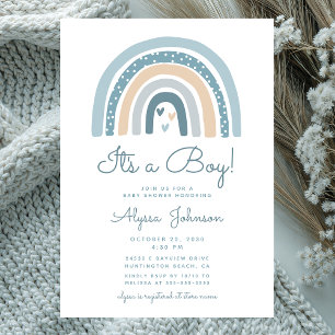 It's A Boy Boho Rainbow Baby Shower Invitation