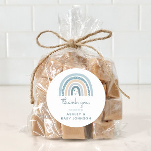 It's a Boy Boho Rainbow Baby Shower Thank You Classic Round Sticker