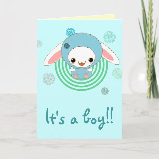 It's a boy!! bunny announcement (Front)