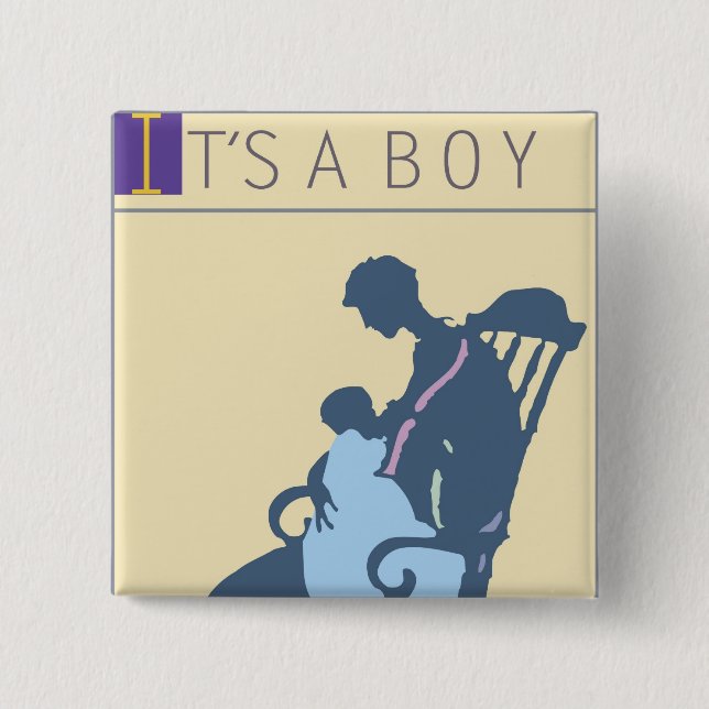 <It's a Boy> by Steve Collier 2 Inch Square Button (Front)