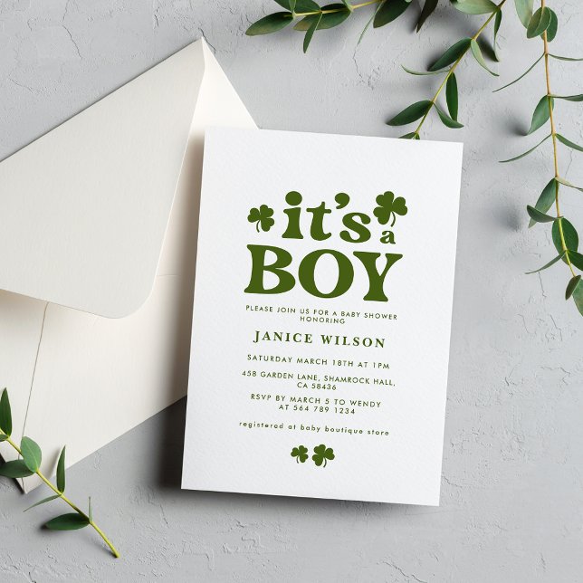 Its a Boy Charm St. Patrick's Day Baby Shower Invitation (Creator Uploaded)