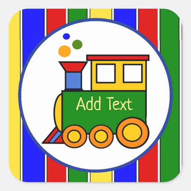 It's a Boy Choo Choo Train Prime Baby Shower Square Sticker (Front)