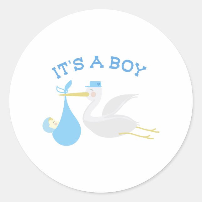 Its A Boy Classic Round Sticker (Front)