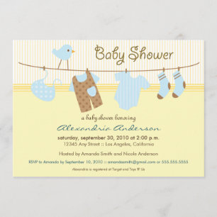 It's a Boy! Clothesline Baby Shower Invitation