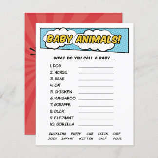 Its A Boy Comic Book Superhero Baby Animals Game