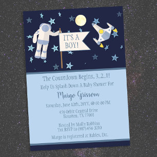 It's A Boy! Countdown Begins Baby Shower Invitation