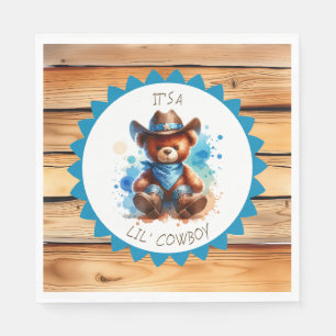 It's a Boy   Cowboy Teddy Bear Boy's Baby Shower Napkin