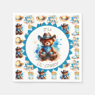 It's a Boy Cowboy Teddy Bear Boy's Baby Shower Napkin