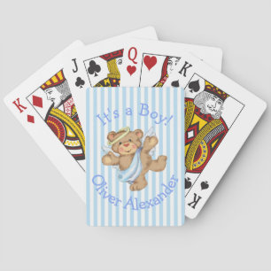 Its a Boy Custom Teddy Bear Angel Playing Cards