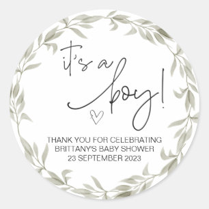  It's a Boy Cute Baby Shower Party Favour  Classic Round Sticker