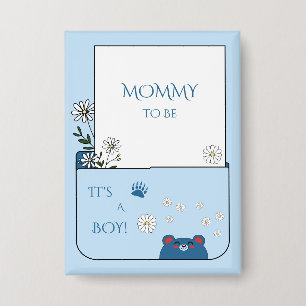 It's A Boy! Cute Bear & Daisy Flowers Mommy-to-be