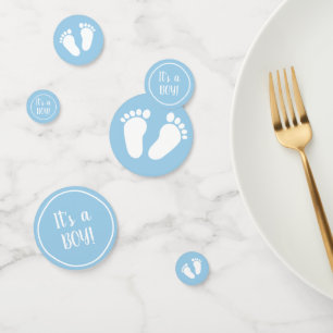 It's a boy cute blue baby feet baby shower party confetti