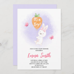 It's a Boy Cute Bunny Baby Shower Invitation