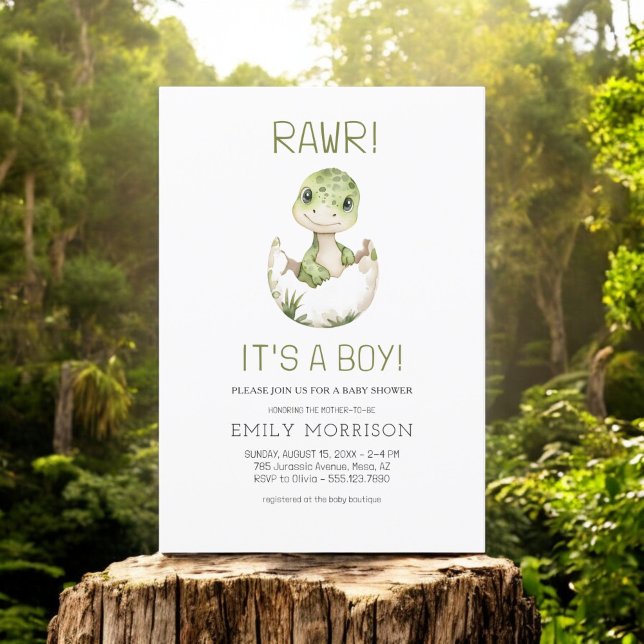 It's a Boy Cute Dinosaur Baby Boy Shower Invitation (Creator Uploaded)