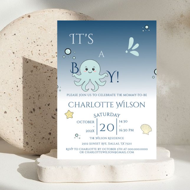 It's A Boy! Cute Ocean Animals Baby Shower Invitation (Creator Uploaded)