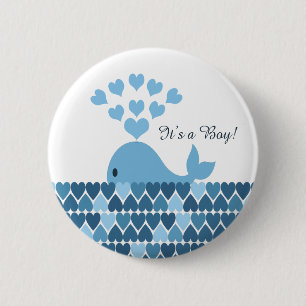 It's A Boy! Cute Whale 2 Inch Round Button