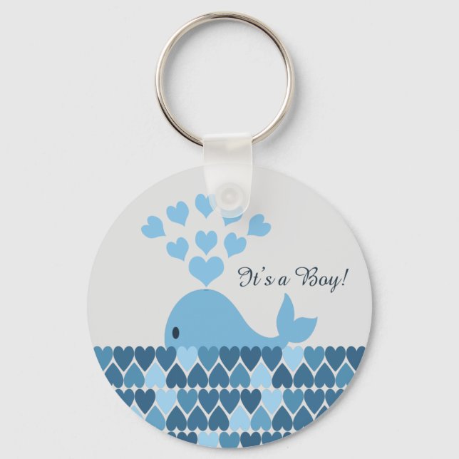 It's A Boy! Cute Whale Keychain (Front)