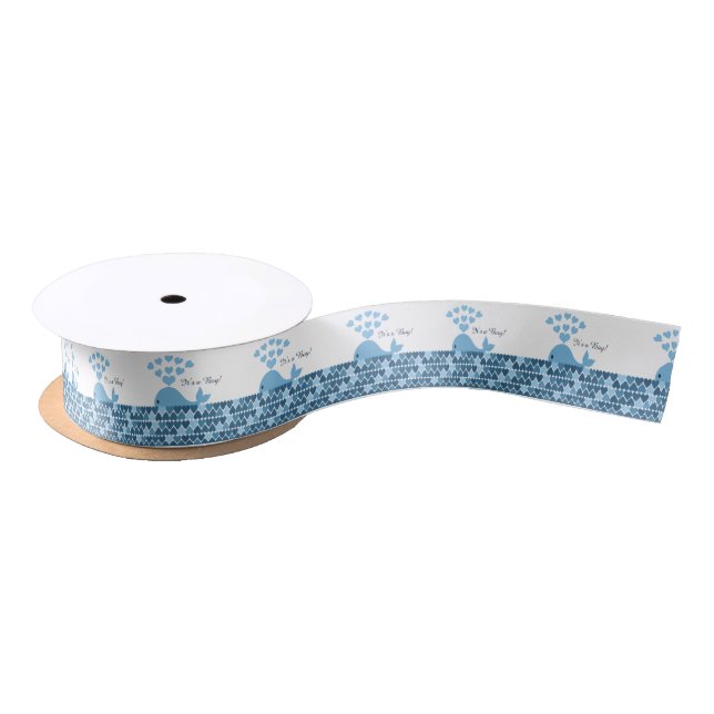 It's a boy Cute Whale Satin Ribbon (Spool)