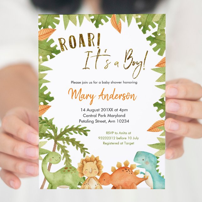 It's a boy Dinosaur Baby Shower Invitation (Creator Uploaded)