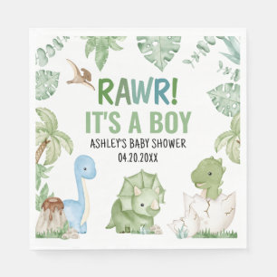 It's A Boy Dinosaur Baby Shower Napkin