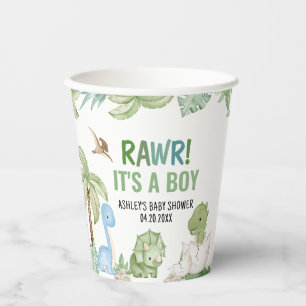 It's A Boy Dinosaur Baby Shower  Paper Cups