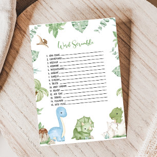 Its A Boy Dinosaur Baby Shower Word Scramble Game