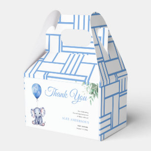 It's a Boy Elephant Balloon Blue Baby Shower Favor Box