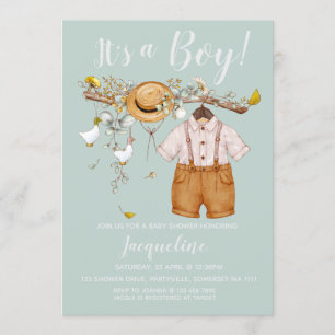 It's a Boy Floral Baby Shower Invitation