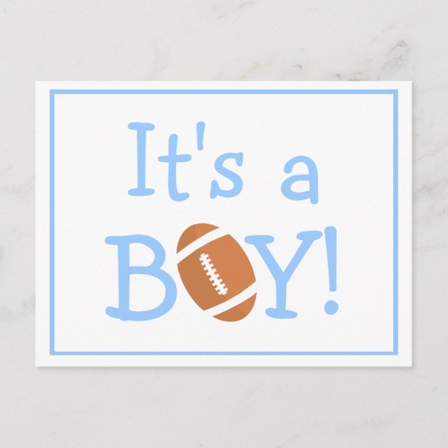 Its A Boy Football Theme Birth Announcement (Front)