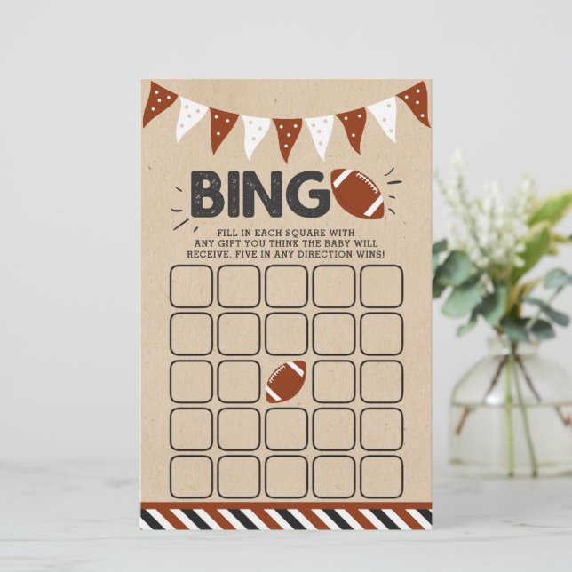 It's A Boy! Football Themed Baby Shower Bingo (Standing Front)