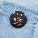 It's A Boy! Football Themed Co-ed Baby Shower 2 Inch Round Button<br><div class="desc">These buttons are perfect for anyone having a baby shower this year. This design is easy to personalize with your special event wording and your guests will be thrilled when they see these fabulous party buttons. Matching items can be found in the collection.</div>