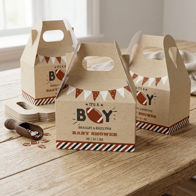 It's A Boy! Football Themed Co-ed Baby Shower Favor Box (Creator Uploaded)