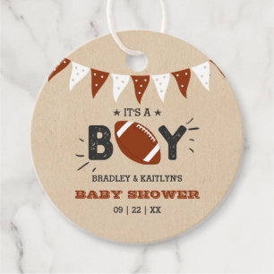 It's A Boy! Football Themed Co-ed Baby Shower Favour Tags