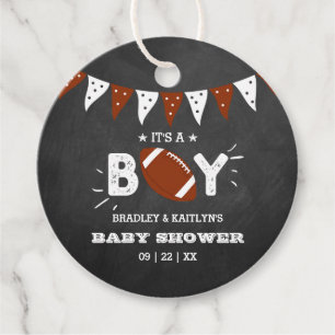 It's A Boy! Football Themed Co-ed Baby Shower Favour Tags