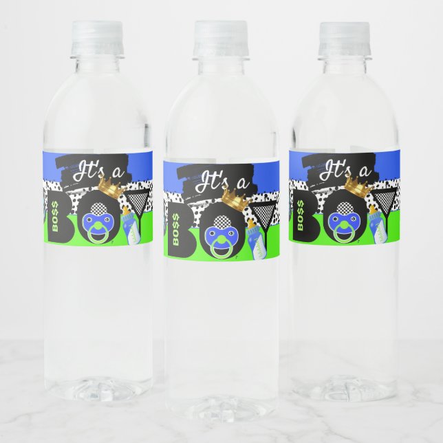 It's a BOY! FUN Retro 80's and 90's Hip Hop Urban Water Bottle Label (Bottles)