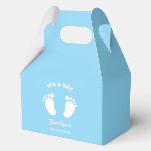 Its A Boy Fun Trendy Baby Shower Blue White Feet Favor Box