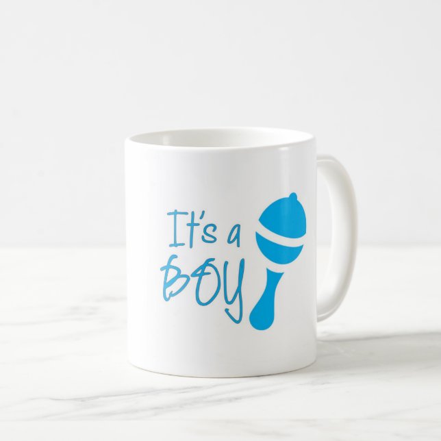 It's a boy Gender reveal Baby Shower Blue Coffee Mug (Front Right)