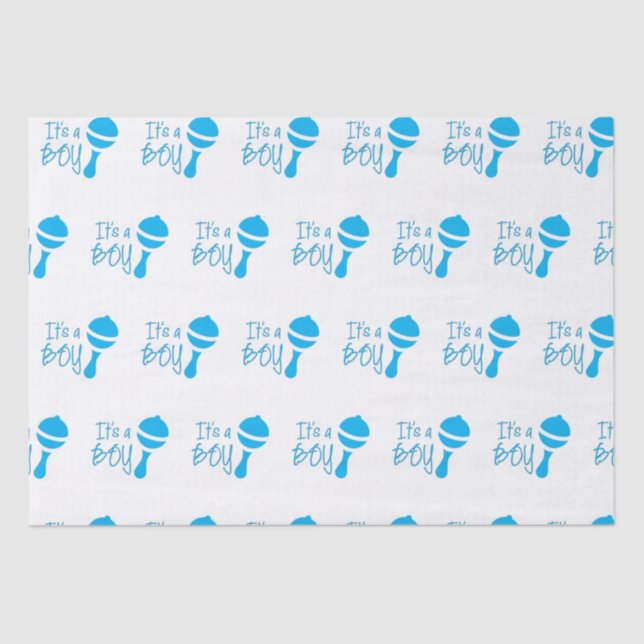 It's a boy Gender reveal Baby Shower Blue Tissue Paper (Front)