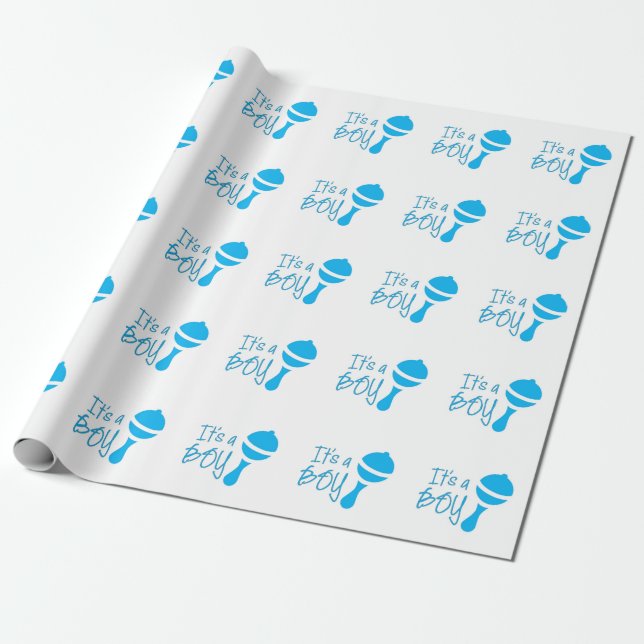 It's a boy Gender reveal Baby Shower Blue Wrapping Paper (Unrolled)