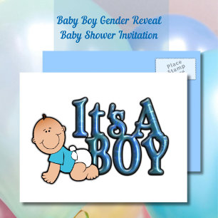 It's a Boy Gender Reveal   Baby Shower Invitation