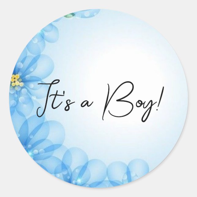 It's a Boy! Gender Reveal Classic Round Sticker (Front)