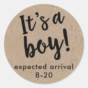 It's A Boy Gender Reveal Kraft Style Sticker