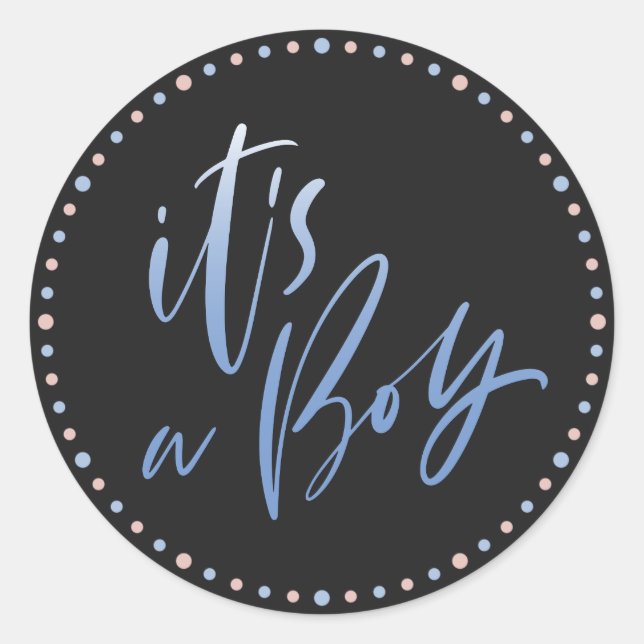 It's a Boy Gender Reveal Party Decoration Classic Round Sticker (Front)