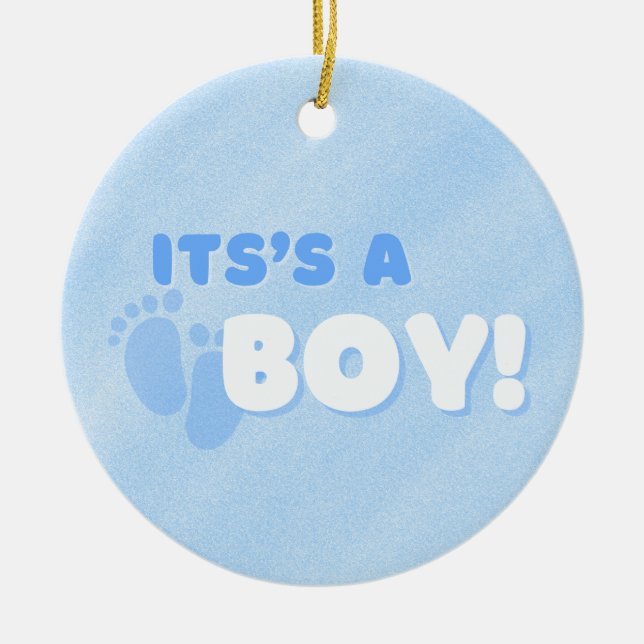 It's a Boy! Gender Reveal Sticker Ceramic Ornament (Front)