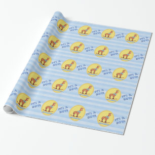 It's A Boy Giraffe Personalized Wrapping Paper