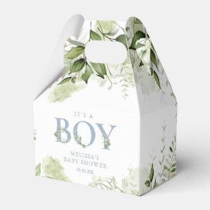 Its A Boy Greenery Dusty Blue Baby Shower Favor Box