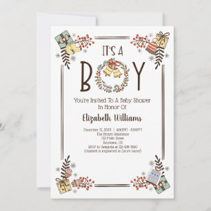 It's A Boy Hand Drawn Winter Baby Shower Invitation