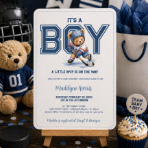 Its a Boy Hockey Teddy Bear Boy Baby Shower